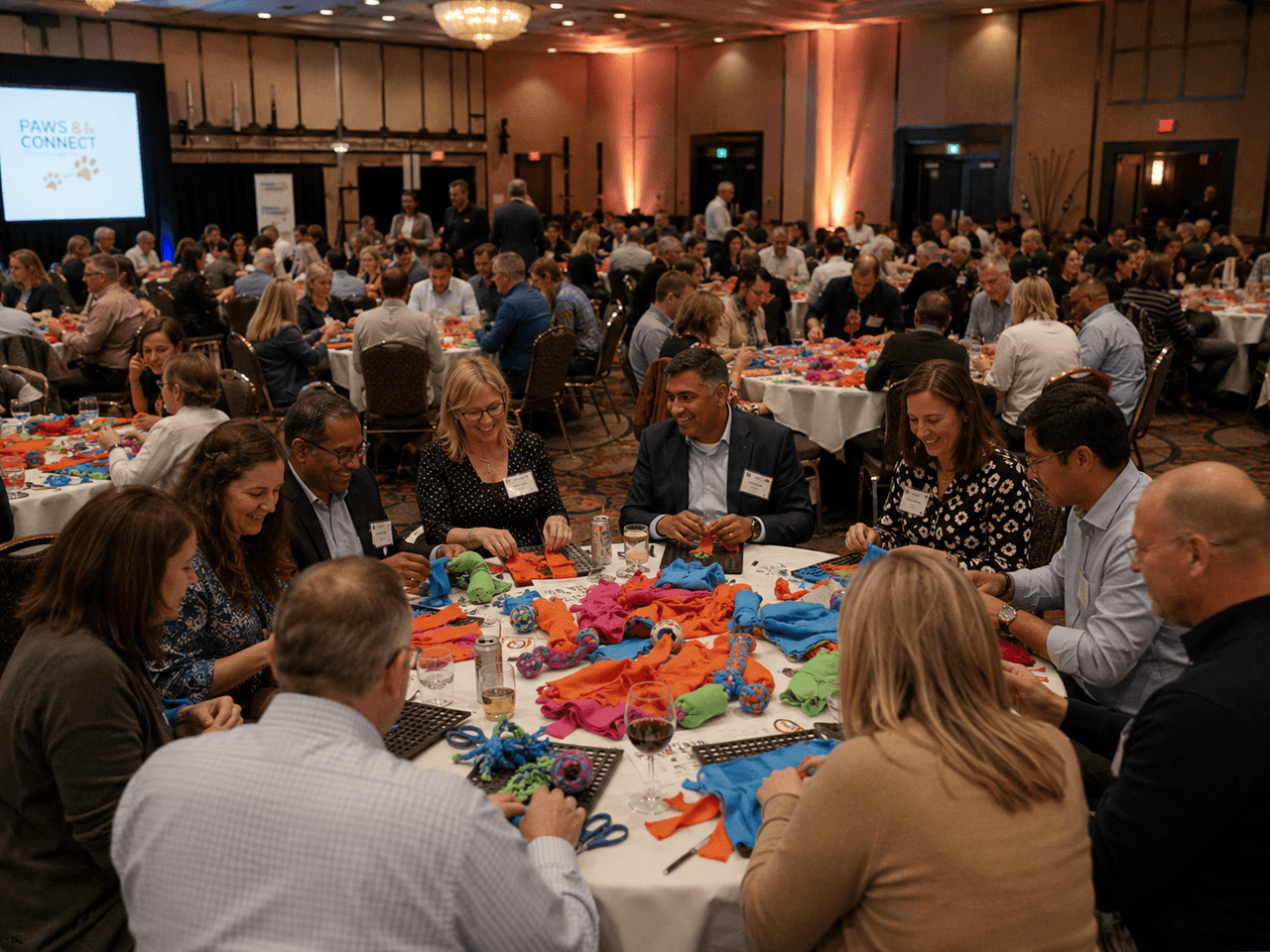 A team building and furnishing homes for shelter animals at Housewarming